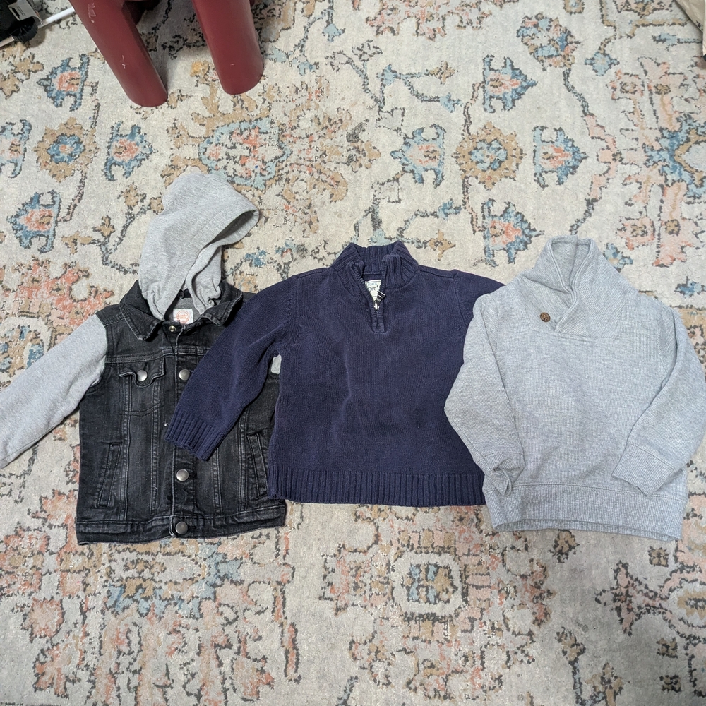 2T Kids' Navy and Gray Sweater Set